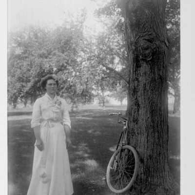 Edith Moore and a bicycle