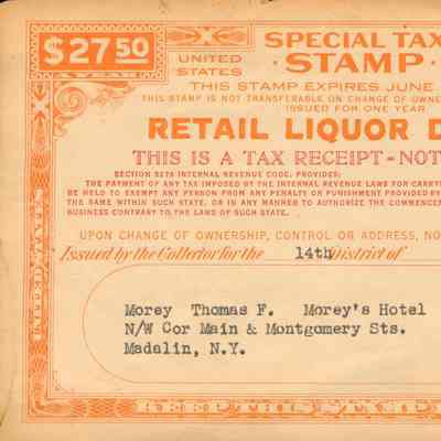 Liquor license tax receipt