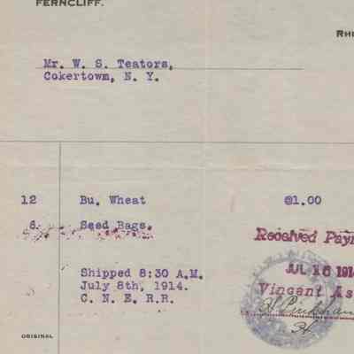 Ferncliff/Teator Receipt 1914