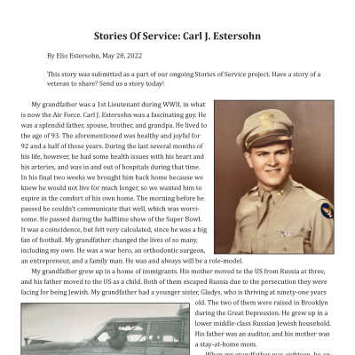 Blog Post: Stories Of Service: Carl J. Estersohn