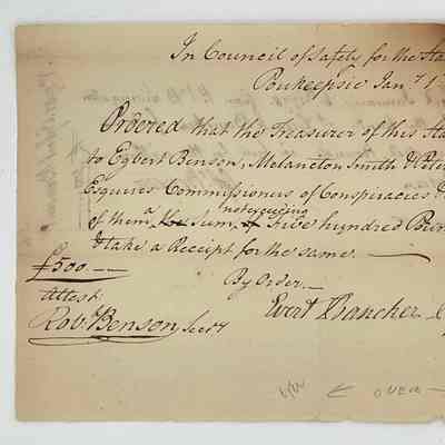 Egbert Benson Receipt for 500 pounds (1778)
