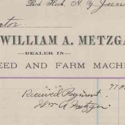 Invoice from William A. Metzgar, 1916