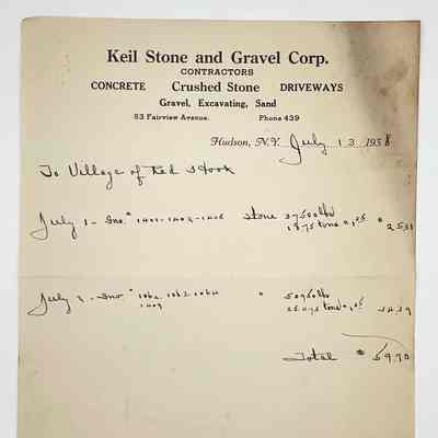 Village Bill from Keil Stone and Gravel - 1938