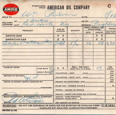 Auto Supply Receipts - 1956 Pulver Store and Garage