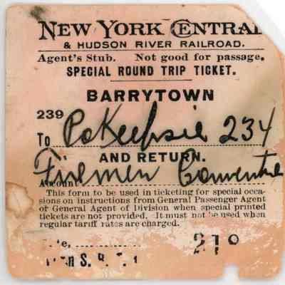 Firemen’s Convention Train Ticket