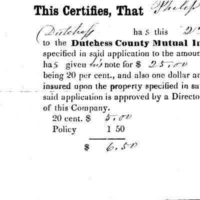 Insurance Receipt - 1865 Philip Teator
