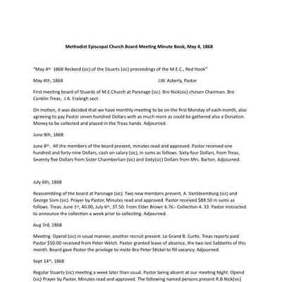 ME Church Minute Book Transcription - 1868-1875