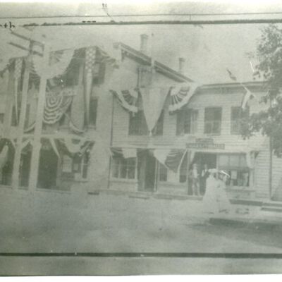 12-Massonneau building decorated with bunting, c 1900.