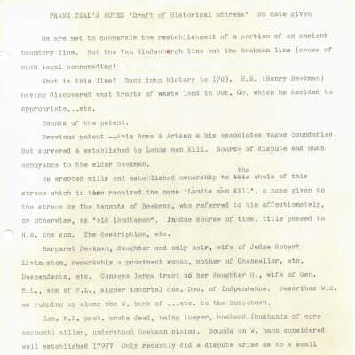 Frank Teal "Draft of Historical Address"
