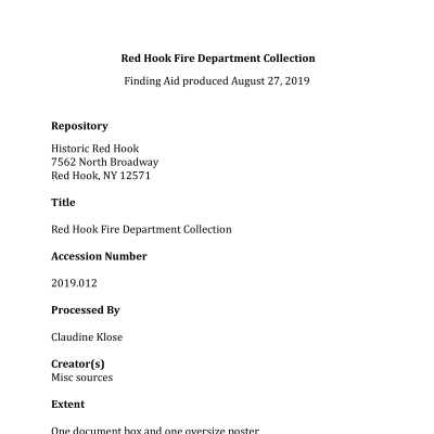 Fire Department Collection - Finding Aid