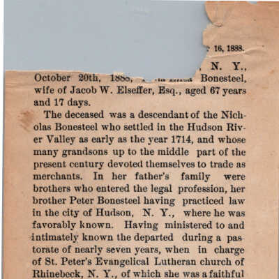 Mrs. Jacob W. Elseffer Newspaper Article