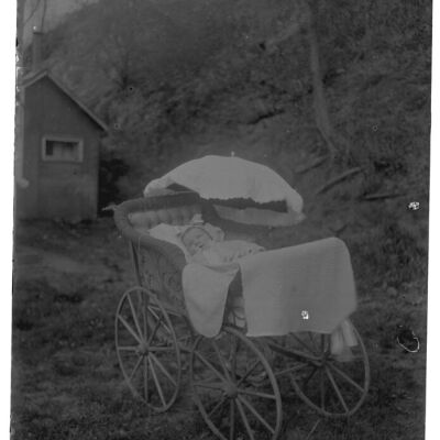 Agnes Losee as a baby in a carriage
