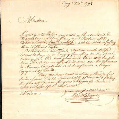 Letter from Peter Delabigarre