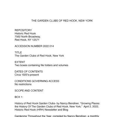 Garden Clubs of RH Finding Aid