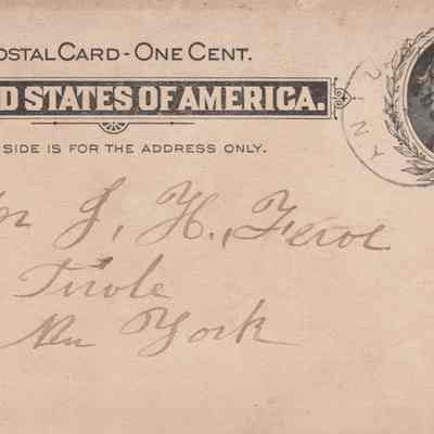 J. H. Feroe Postcard, August, 1899