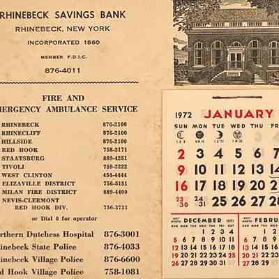 Rhinebeck Savings Bank Promotional Calendar - 1972