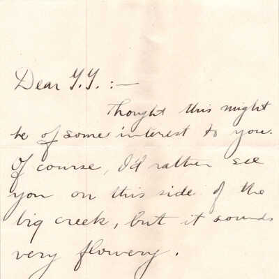 Note to Gordon Mead from Milt (A Young Man known by W. S. Teator), mid-1910s