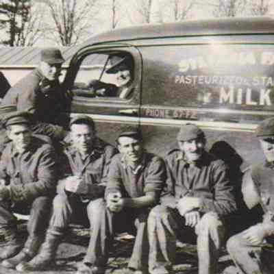 Sylvania Farms workers with their milk truck, c 1943