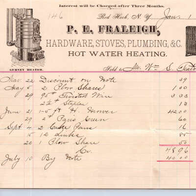 P. E. Fraleigh, Invoice, 1895