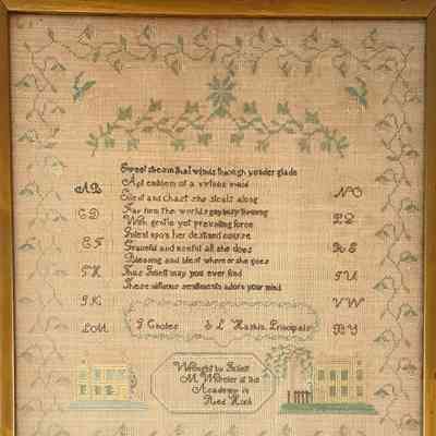 Sampler stitched by Juliett M. Wheeler, c. 1825