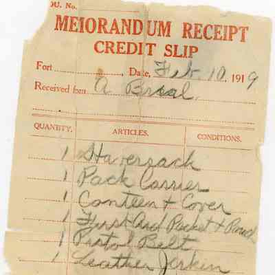 Receipt for purchases by Roland A'Brial, 1919
