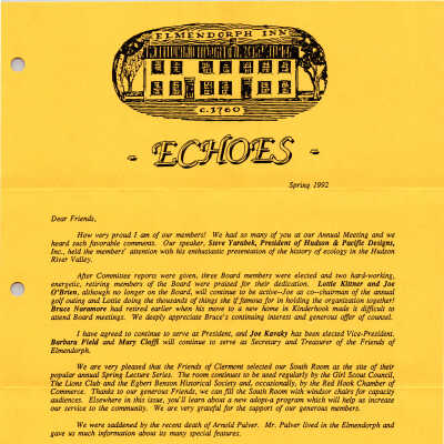 FOE Newsletter Echoes, Spring 1992