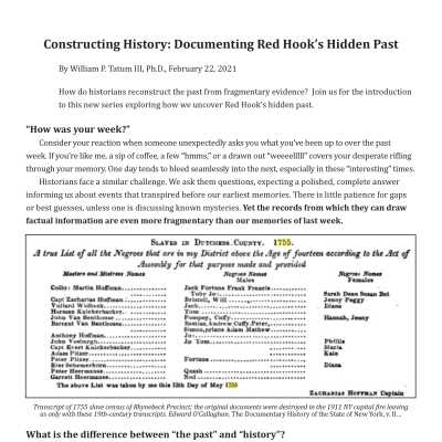 Blog Post: Constructing History: Documenting Red Hook’s Hidden Past
