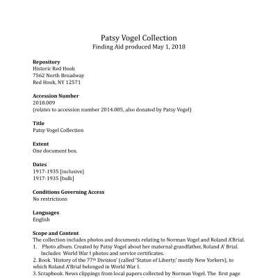 Vogel Collection Part 2 - Finding Aid