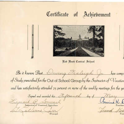Certificate of Achievement for Vocational Agriculture, 1940-1941