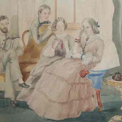 Watercolor of a Victorian Family