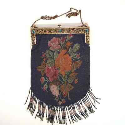 Navy Beaded Evening Bag