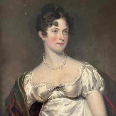 Portrait, "Brunette lady in a white dress"