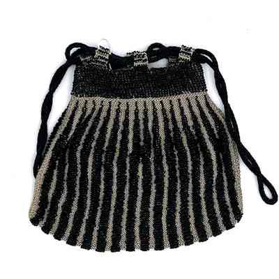 Small Black Beaded Drawstring Bag