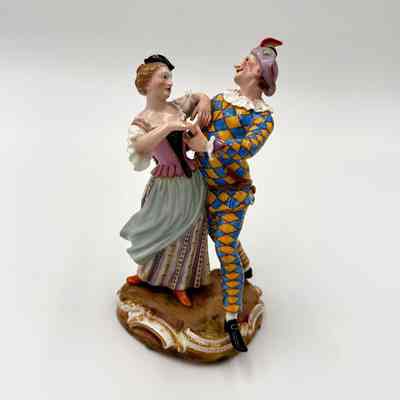 Meissen Group of Dancing Harlequin and Maid