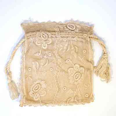 Lace and Applique Drawstring Purse