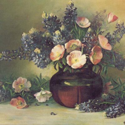 Painting, "Bluebonnets and Evening Primrose"