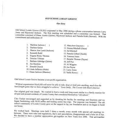 Old School Lorain Groove (Social Club ) History and Documents