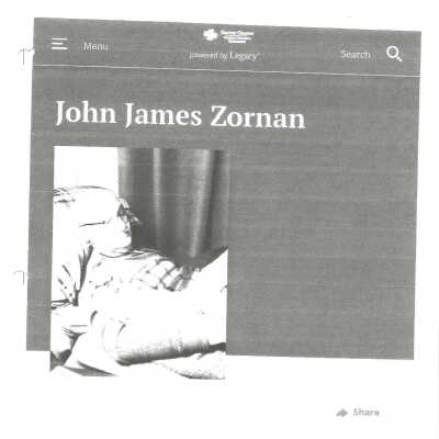 Zornan, John James obit