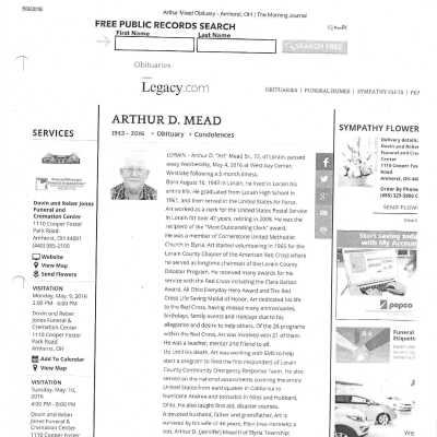 Mead, Arthur D obit