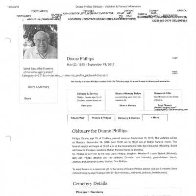 Phillips, Duane obit