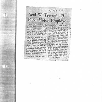 Tressel, Neal W. obit