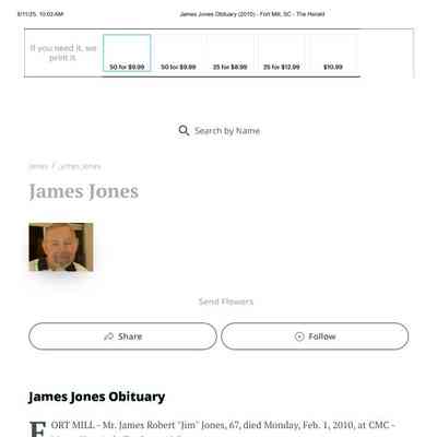 Jones, James Obit