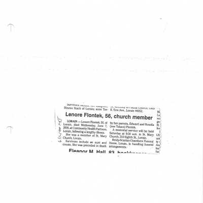 Flontek, Lenore obit