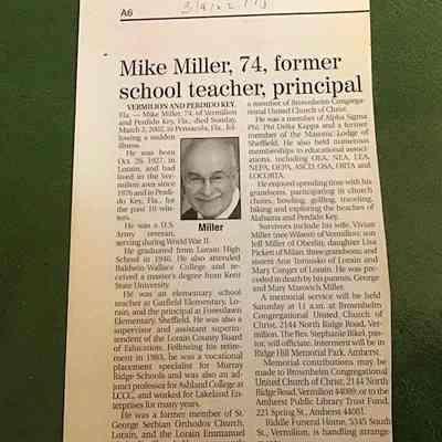Miller, Mike obit