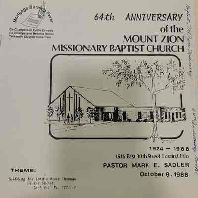Mt. Zion M. B. Church 64th Anniversary program