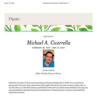 Cicerrella, Michael Obit