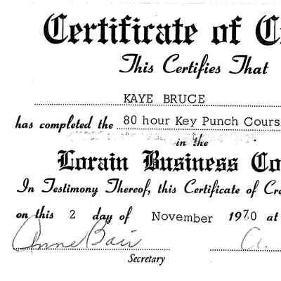 Lorain Business College Certificate