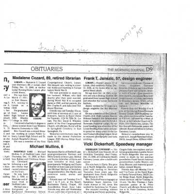 Janezic, Frank T obit