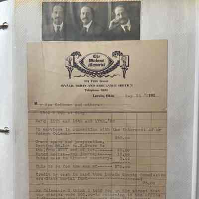 Receipt for Interment of Joseph Coleman