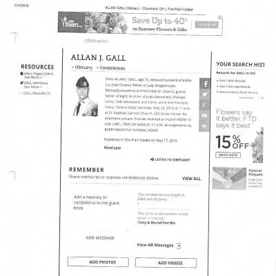 Gall, Allan J obit